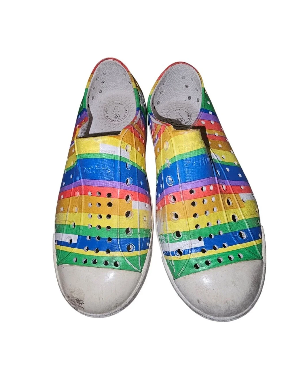 Native Kids Slip-On Water Shoes in Rainbow Stripe